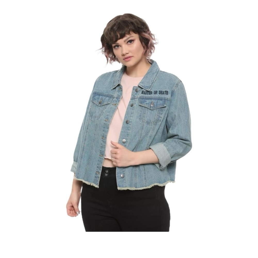 Harry Potter Denim Jacket Cropped Deathly Hallows - Size XL